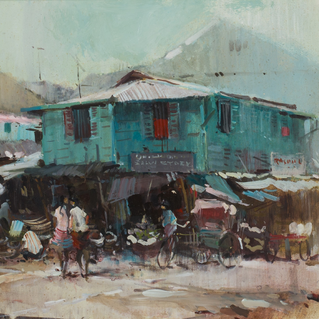 Happy Deepavali 🪔 May the Festival of Lights be a peaceful and joyous day of celebrations for all! 🎆 Ang Ah Tee. Detail of “Little India”. 1977. Acrylic on paper, 35 x 47.5 cm. Collection of National Gallery Singapore