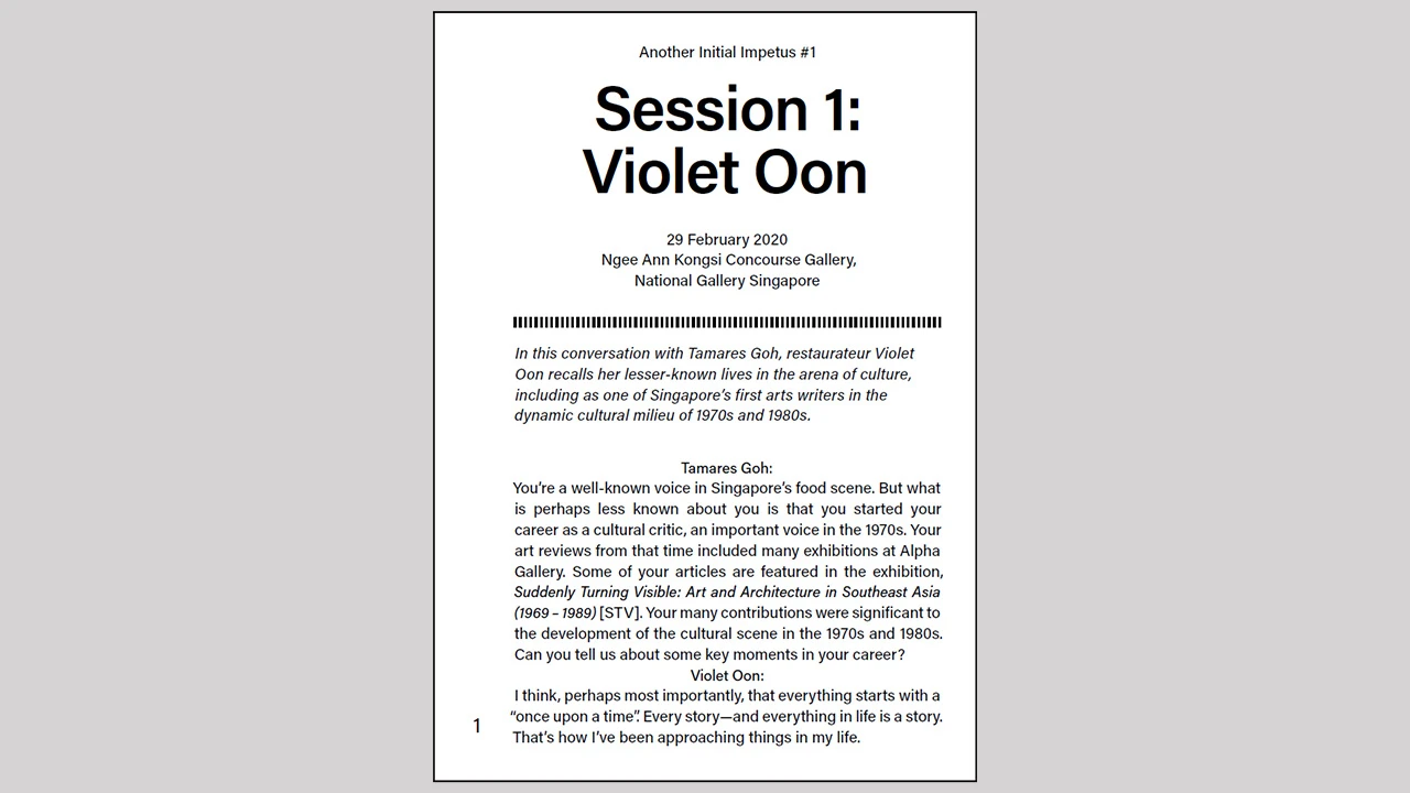 Session 1: Violet Oon