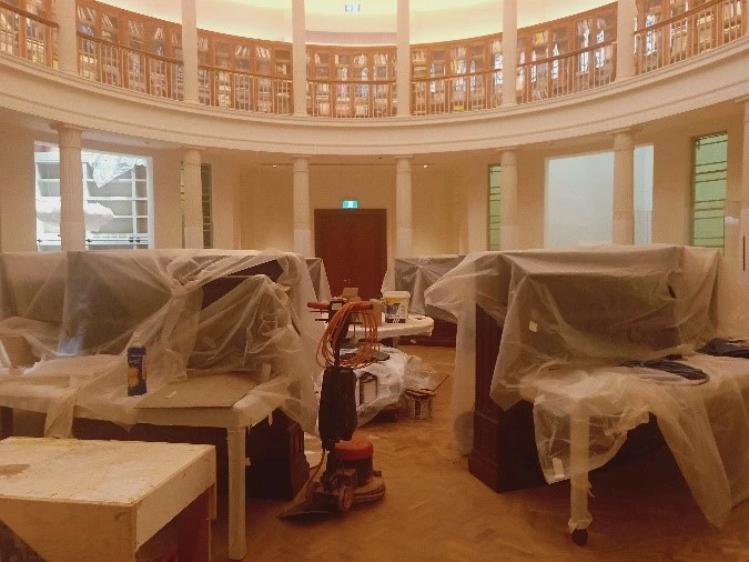 Furniture covered up in the process of renovation