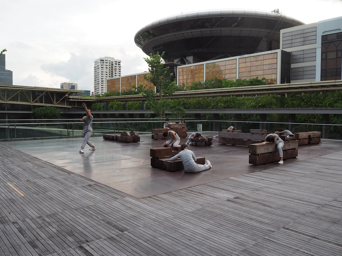 Dancers performing at the Roof Response to Danh Vo's Ng Teng Fong Roof Garden Commission