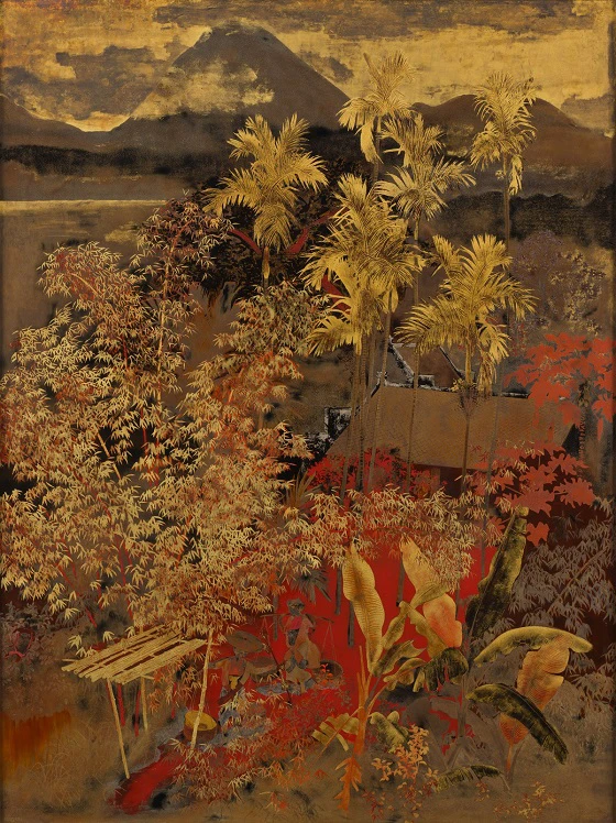 Nguyễn Gia Trí. Landscape of Vietnam. c. 1940. Lacquer on board. 159 x 119 cm. Collection of National Gallery Singapore.