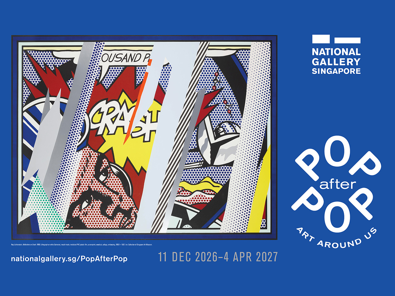 Key visual for the exhibtion, Pop after Pop: Art around Us, featuring Reflections on Crassh by Roy Lichtenstein